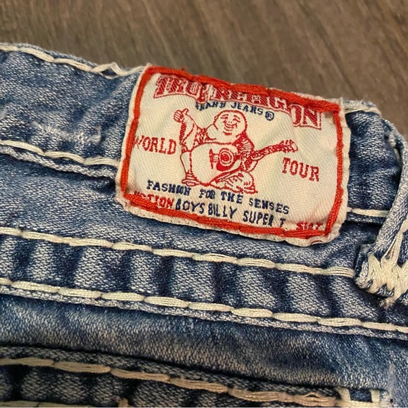 True Religion Jeans Boys Billy Super T denim jeans size 8 thick white stitching - Picture 6 of 12
